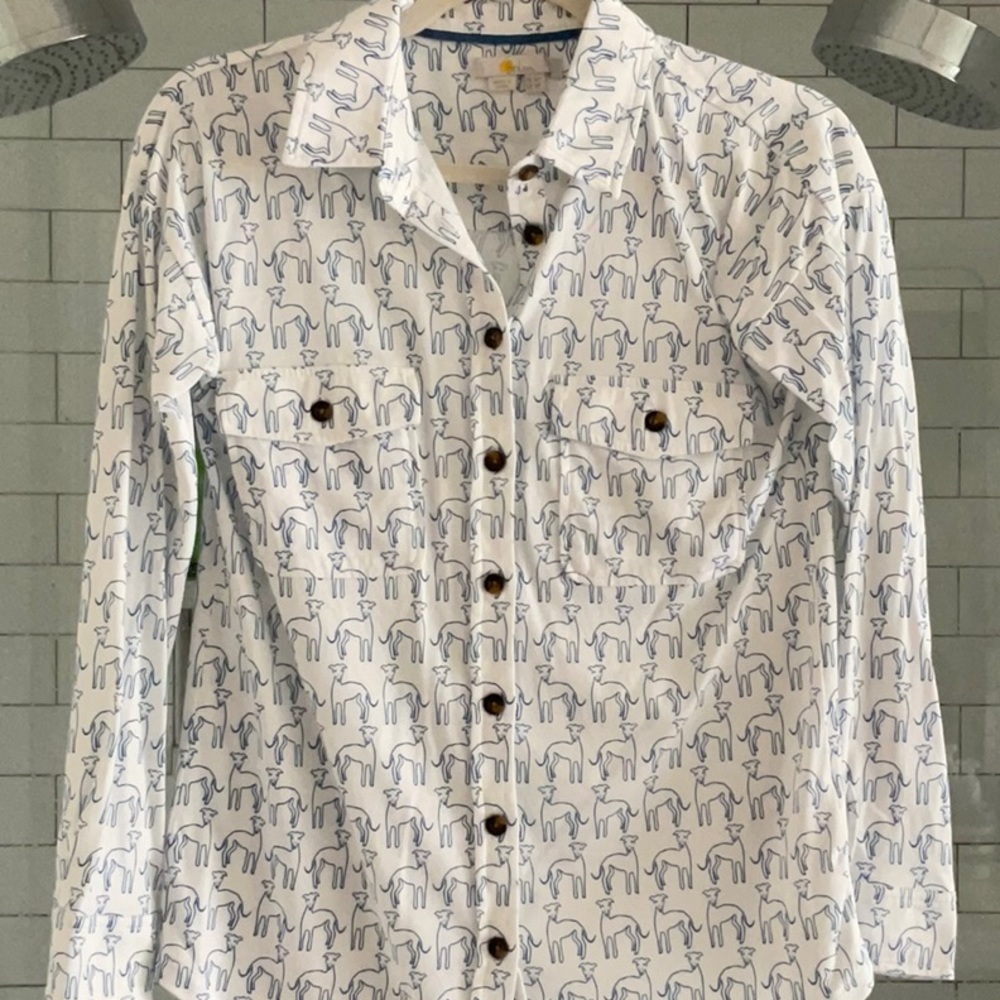 Knit Boden greyhound button down top